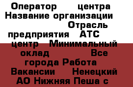 Оператор Call-центра › Название организации ­ Dimond Style › Отрасль предприятия ­ АТС, call-центр › Минимальный оклад ­ 15 000 - Все города Работа » Вакансии   . Ненецкий АО,Нижняя Пеша с.